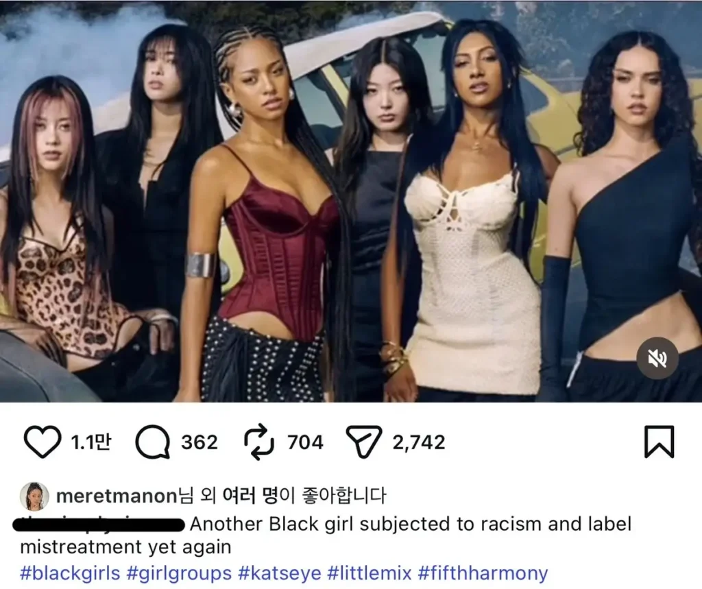 인종차별 게시글에 좋아요를 누른 캣츠아이 마농